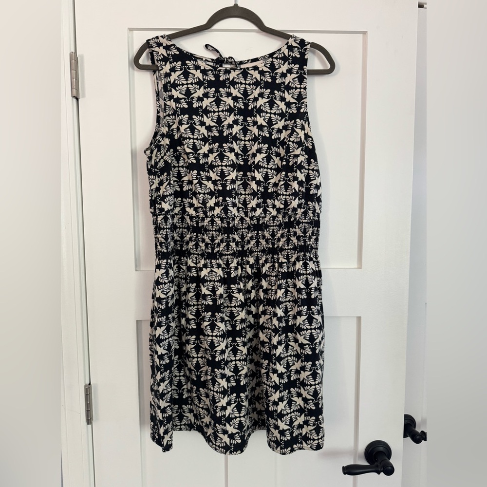 universal thread linen mini sundress, black print, large NWT
